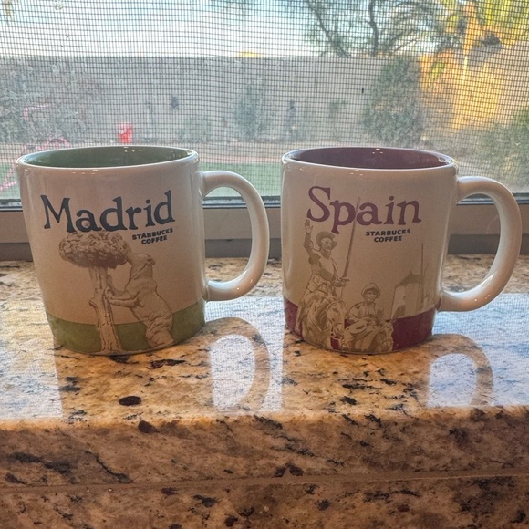 Starbucks Madrid and Spain Espresso Mug Set 3oz - Green and Red - Picture 2 of 4
